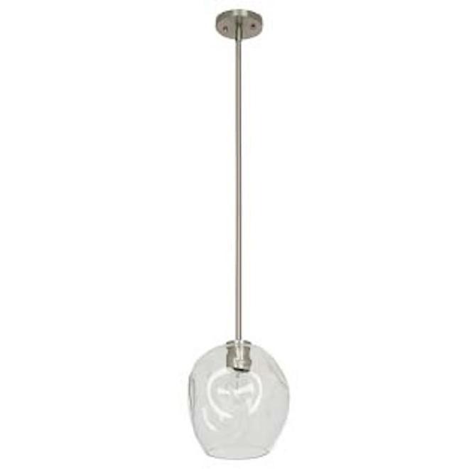 Canarm Como Brushed Nickel Contemporary Clear Glass Globe Pendant Light