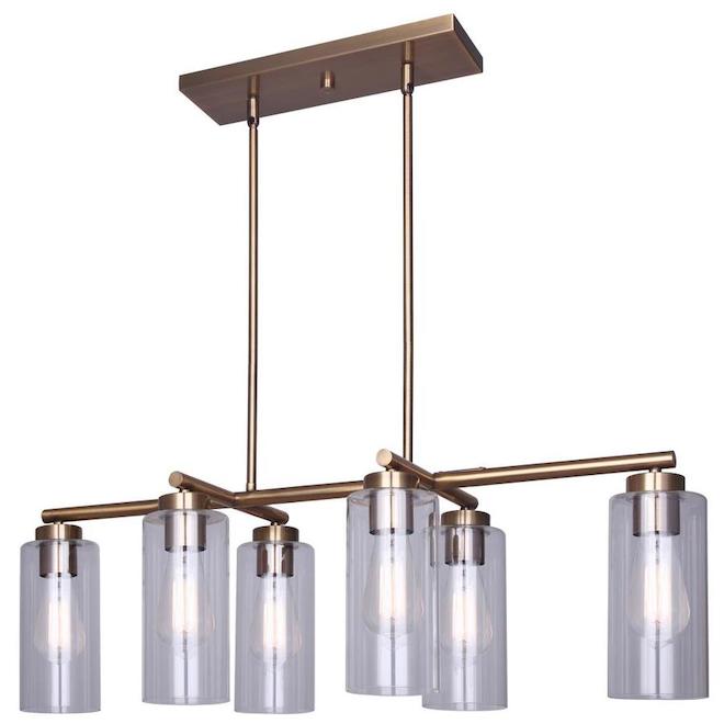 Lustre à 6 lumières Jett de Canarm avec verre clair, style moderne, or