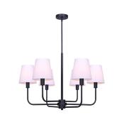 Canarm Anne 6-Light Matte Black and White Traditional Fabric Chandelier