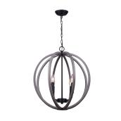 Canarm Armelle 4-Light Matte Black and Brushed Grey Contemporary Chandelier