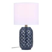 Canarm Kailano Table Lamp - 11-in x 14-in - Ceramic/Fabric - Gold/Blue/White