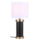 Canarm Loe Table Lamp - 11-in x 16.5-in - Fabric - Black/Gold/White