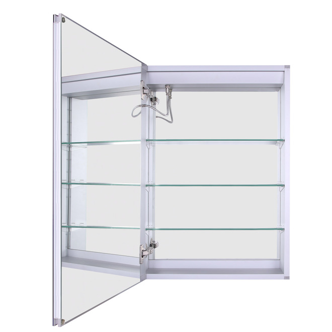 Pharmacie de salle de bain Canarm miroir DEL 19,7 po 7 W aluminium