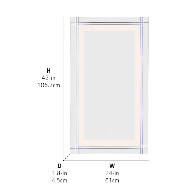 Canarm LED Mirror, 45W, Adjustable 3000k-6000k, Touch SwitchCanam 24-in x 42-in