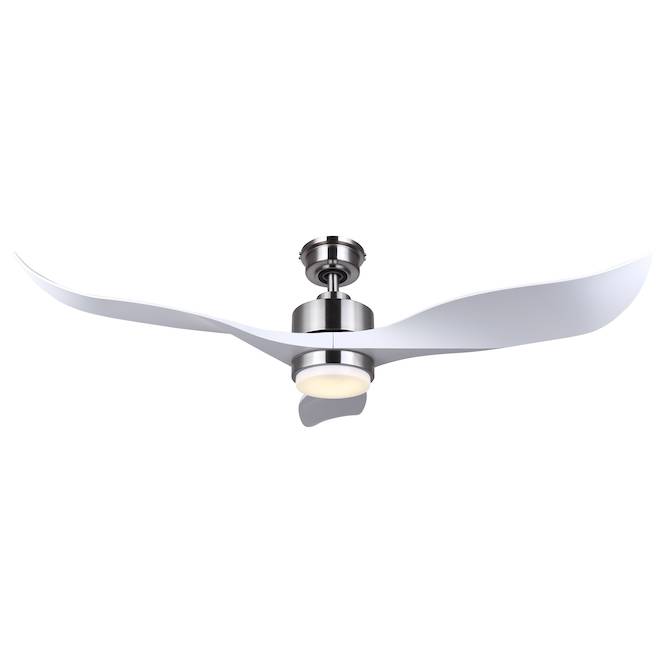Daris 52-in Brushed Nickel and White Residential Ceiling Fan (3 Blades)