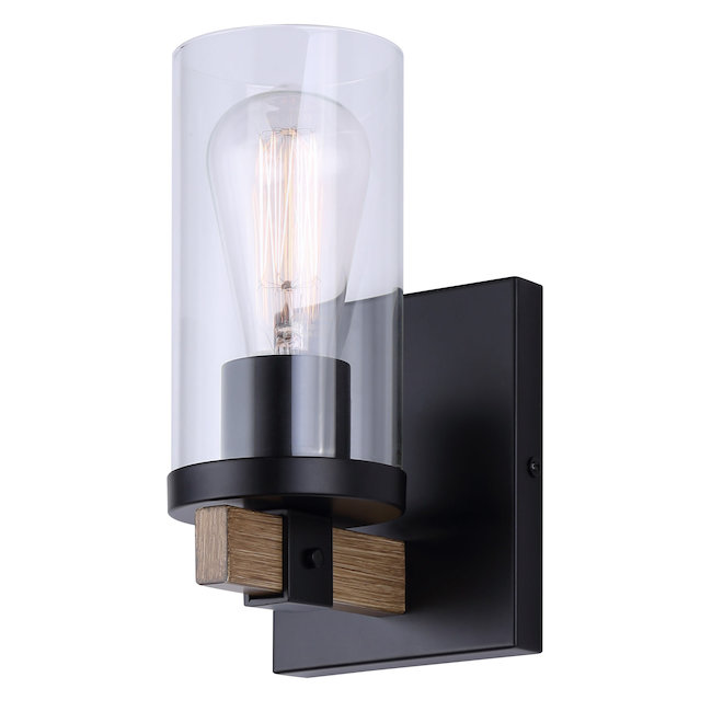 Canarm Ella Vanity Wall Light with 1 Light - Black and Wood