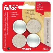 Embouts en plastique avec feutre Feltac Fusion, blancs et beiges, 4 par paquet, 7/8 po de diamètre