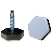 Patins de glissement hexagonaux à tige filetée Madico, gris et noirs, plastique/métal, 1 1/2 po de diamètre