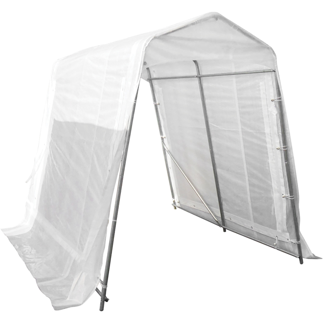 Project Source Snow Shelter - 5-ft W x 8-ft L - White Cover - Galvanized Steel Frame - Snow Skirt Included