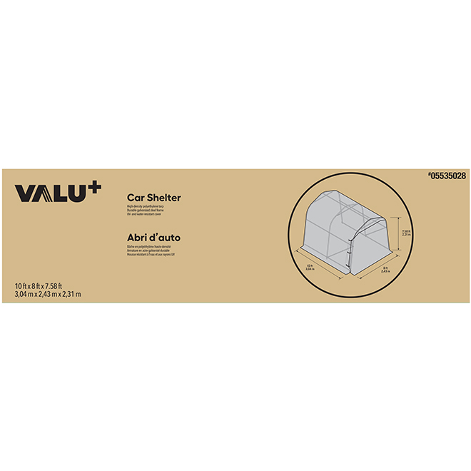 VALU+ 8-ft x 10-ft Galvanized Steel and Polyethylene Winter Shelter Green