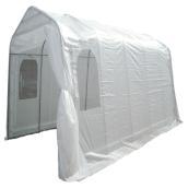 Large Car Shelter - 11-ft W x 20-ft L - White - Galvanized Steel Frame - High Density Polyethylene Fabric