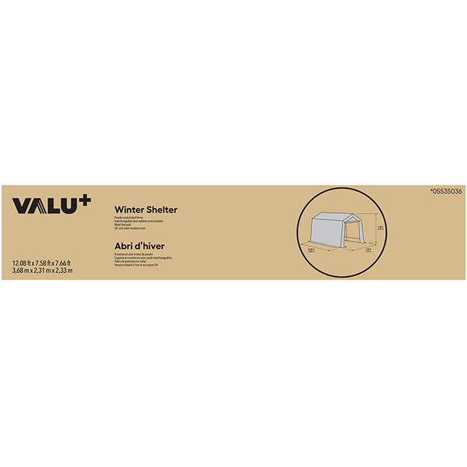 Abri d'auto en toile VALU+ 7 x 12 pi étanche traité contre les rayons UV fixations incluses