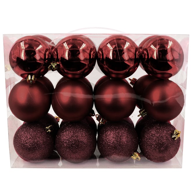 Lot De 15 Boules De Noël En Plastique - Rouge - 3 Modèles (brillant, Mat, Citrouille) - Décoration De Sapin Et Intérieur - 10 Cm
