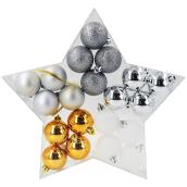Christmas Ball Set - Plastic - Gold/Silver/White - 20/Pk