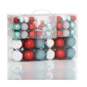 Holiday Living Christmas Ball Ornaments - Plastic - Mint/Grey/Red - 100/Pack