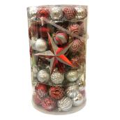 Holiday Living Mixed Christmas Ball Ornaments - Shatterproof - Plastic - Silver/Red - 110/Pack