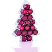 Holiday Living 34-Pack Burgundy Plastic Christmas Tree Ball Ornaments