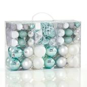 Holiday Living 100-Pack Blue Silver White Plastic Ball Ornament Set