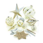 Holiday Living 110-Pack White Gold Silver Plastic Ball Ornament Set
