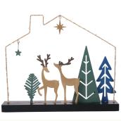 Holiday Living 9.45-in Deer and Tree Tabletop Decoration with LED Lights