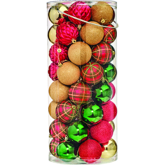 Holiday Living 50-Pack Red, Gold and Green Plastic Ornament Set