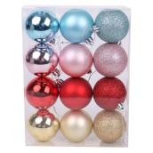 Celebrations by L&CO Set of Christmas Ball Ornaments - Pink and Blue Multi-Colour - Pack of 12