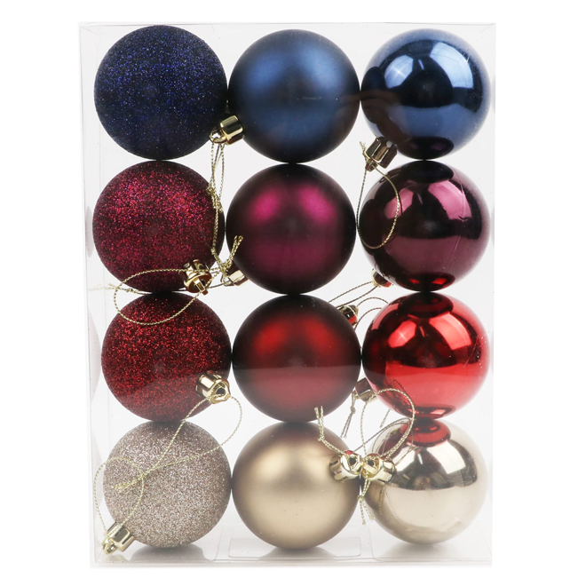 Ensemble de boules de Noël Celebrations by L&CO, multicolores rouge et bleu, paquet de 12