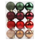 Celebrations by L&CO Set of Christmas Ball Ornaments - Red, Green and Gold - Pack of 12