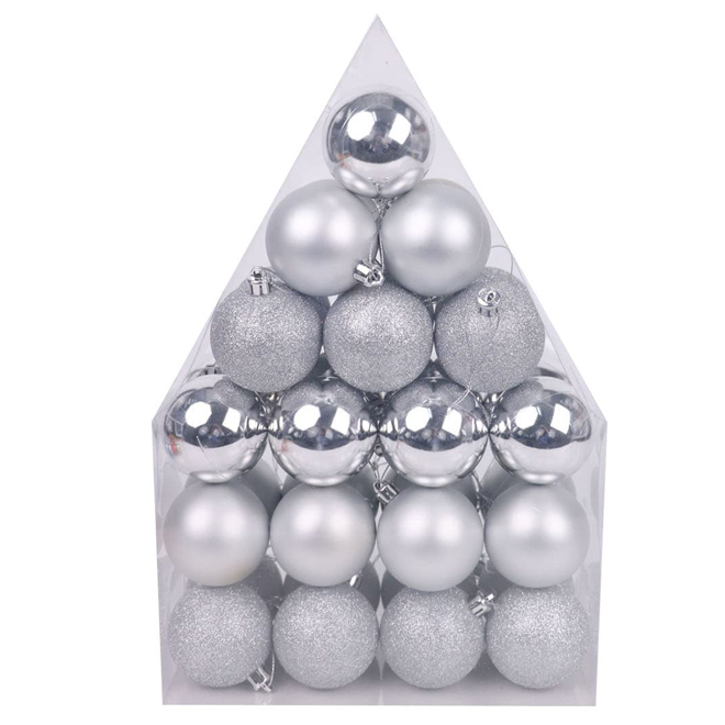 Ensemble de boules de Noël argent Celebrations by L&CO, paquet de 36