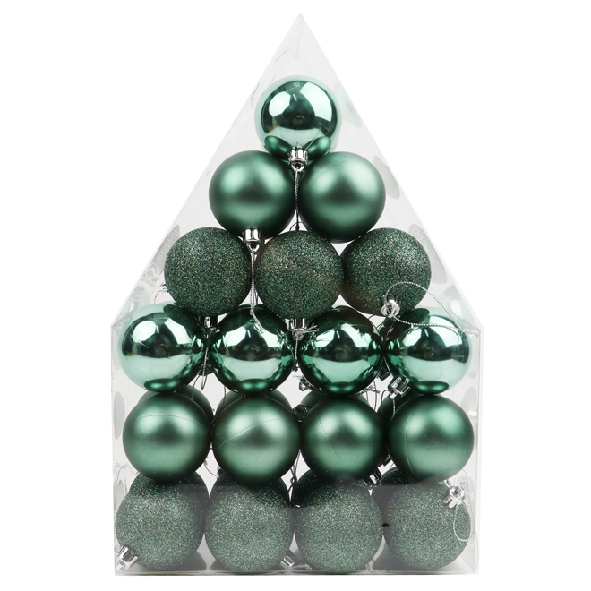 Ensemble de boules de Noël vert Celebrations by L&CO, paquet de 36