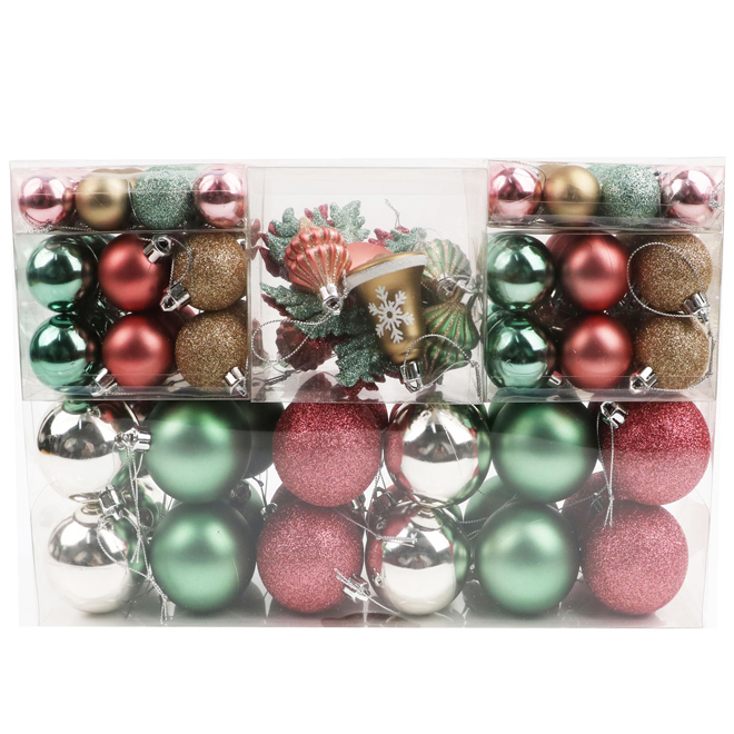 Ensemble de boules de Noël multi-colores Celebrations by L&CO avec cloches, paquet de 100