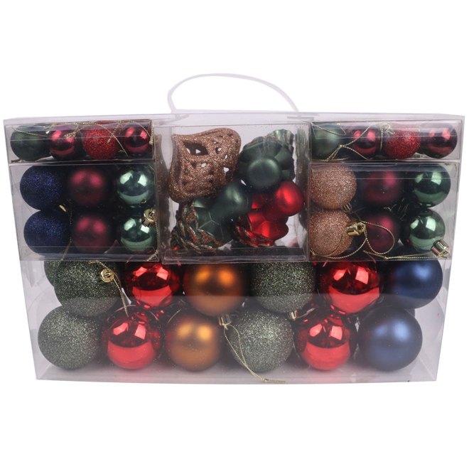 Ensemble de boules de Noël multi-colores foncées Celebrations by L&CO, paquet de 100