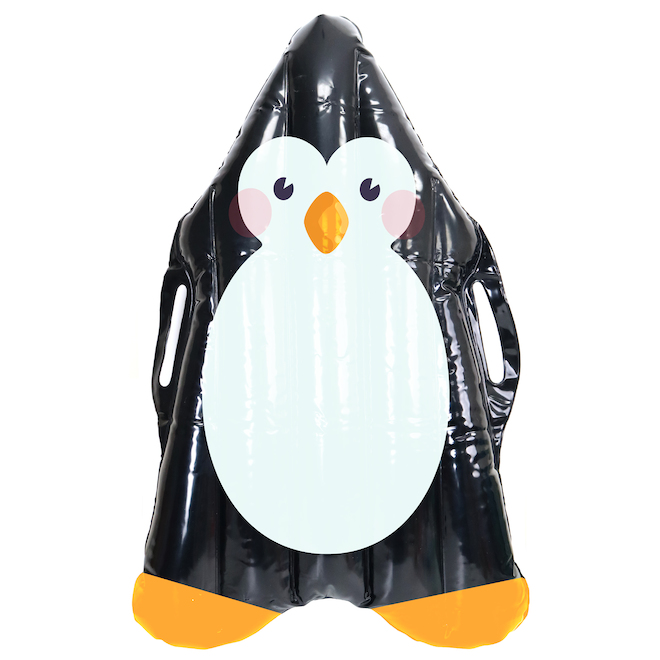 Luge gonflable par Danaplay en PVC noir en forme de pingouin pour 1 personne