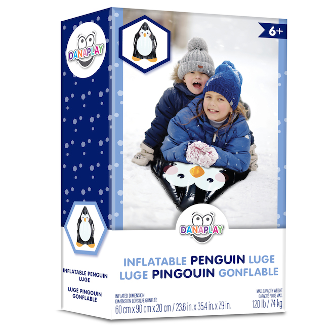 Luge gonflable par Danaplay en PVC noir en forme de pingouin pour 1 personne