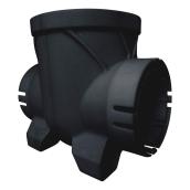 Reln Double Outlet Catch Basin - Moulded Plastic - Black - Fits 3-in and 4-in dia Pipes