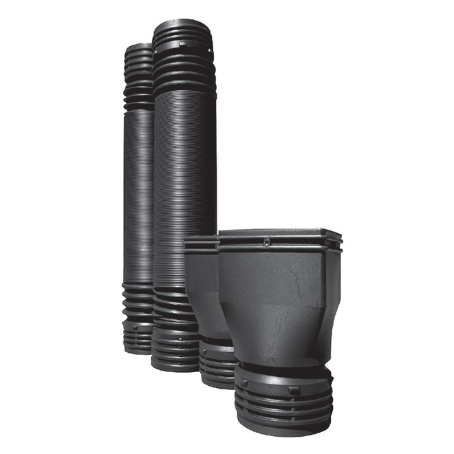 Reln Mole-Pipe Downspout Extension Kit - Black - 4-in dia x 6-ft L