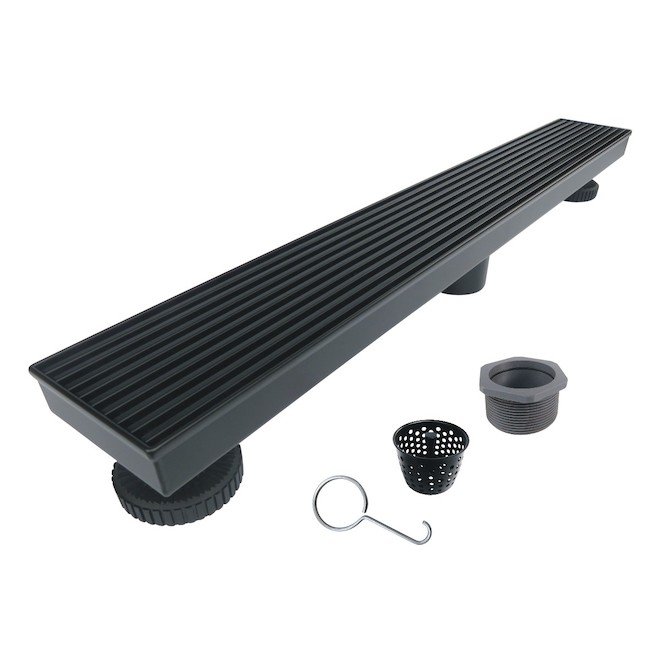 Reln 28-in Black Stainless Steel Shower Drain