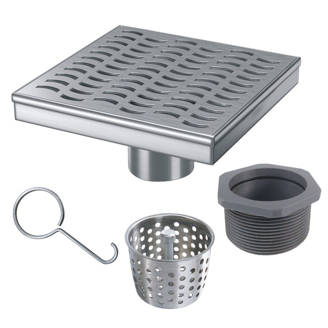 Reln 6-in x 6-in Stainless Steel Shower Drain