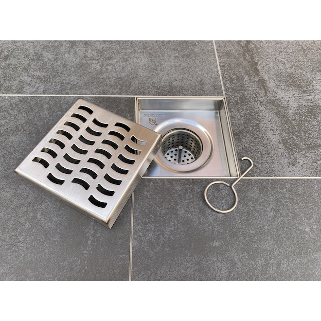 Reln 6-in x 6-in Stainless Steel Shower Drain