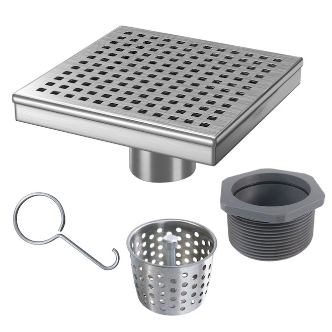 Reln 6-in x 6-in Stainless Steel Shower Drain