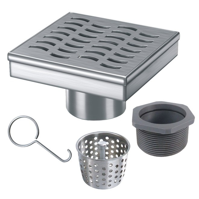 Reln Stainless Steel Shower Drain with Wave-Shaped Openings