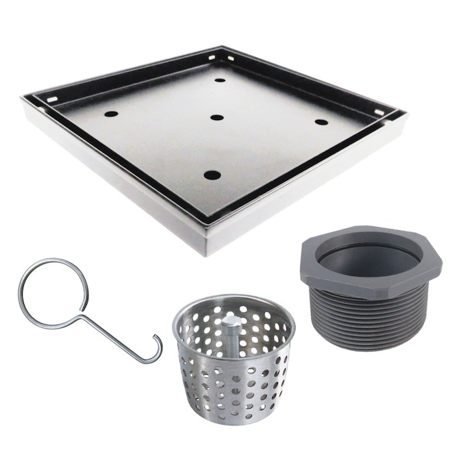 Reln 6-in x 6-in Stainless Steel Shower Tile Drain