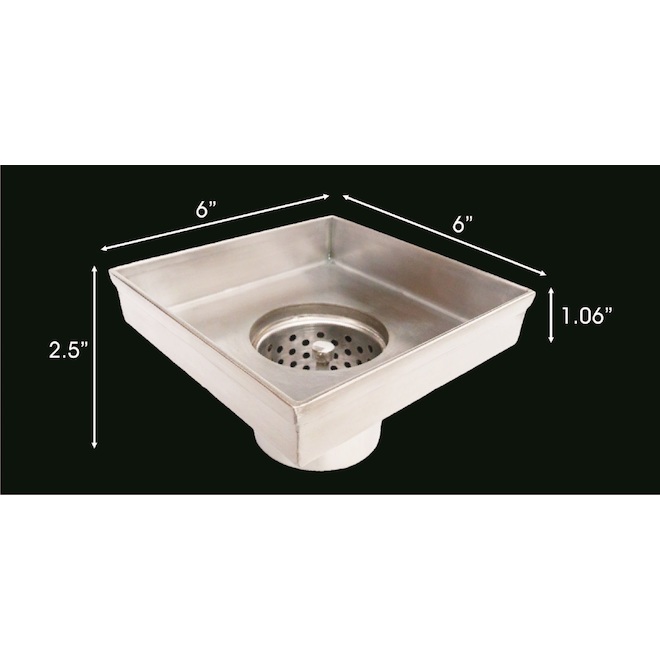 Reln 6-in x 6-in Stainless Steel Shower Tile Drain