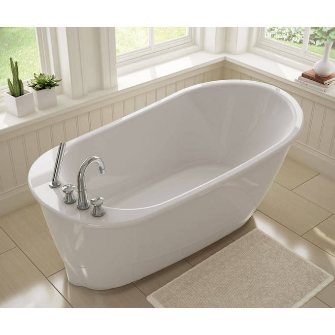 Baignoire autoportante Sax, fibre de verre, 32 po x 60 po x 24,8 po, blanc