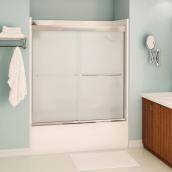 Maax Aura Sliding Bathtub Door - 55-59-in x 57-in - Mistelite Pattern - Chrome Finish