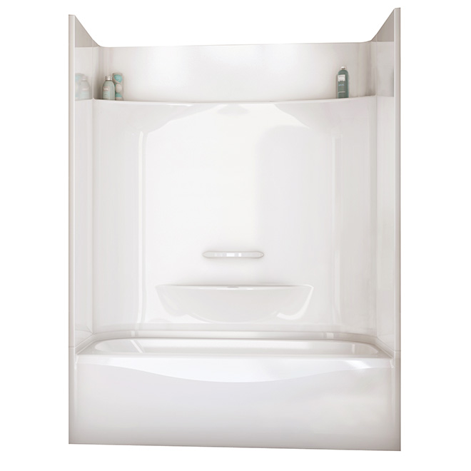 Image of Maax | Essence 4-Piece 60 X 30 X 78-In White Acrylic Tub Shower With Left-Hand Drain | Rona