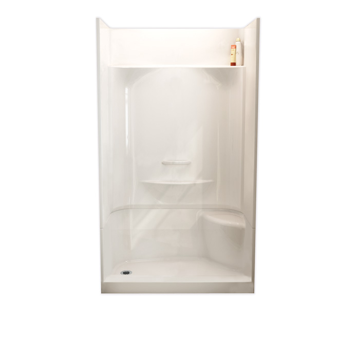 Ensemble de douche en alcôve Maax Essence avec siège à droite, 60 po x 30 po x 80 po, fibre de verre, blanc