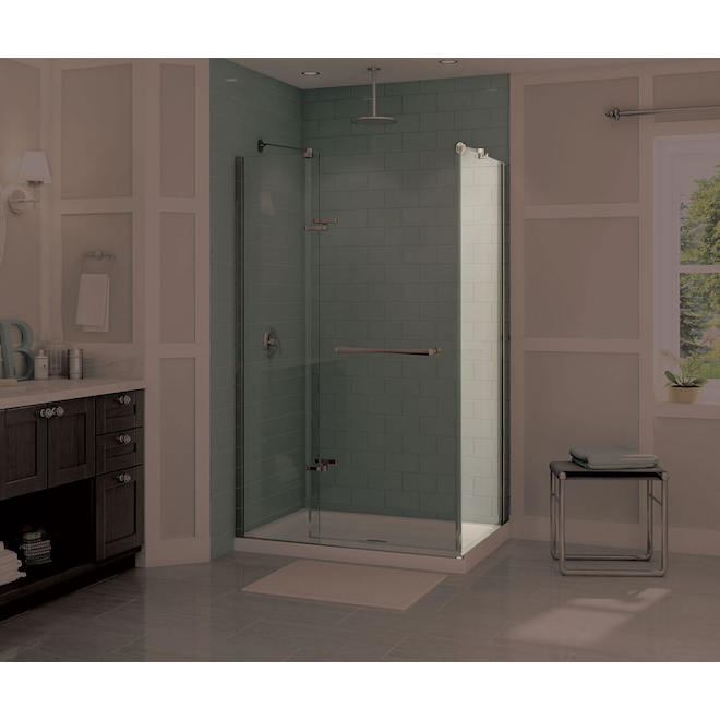 Maax Reveal 71 Shower Return Panel - Polished Chrome Finish - Tempered Clear Glass - Reversible