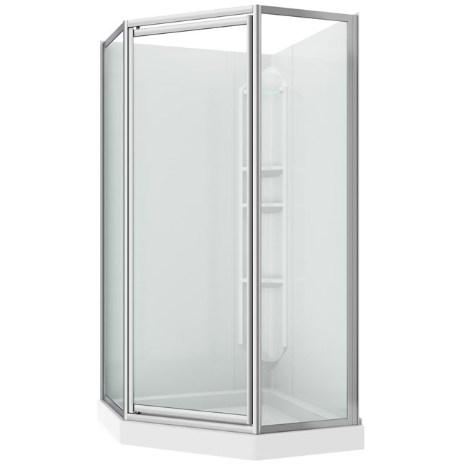 MAAX Atlantic II 38 x 38 x 77-in Polystyrene Pivot Door Shower Kit - Clear Glass and Chrome