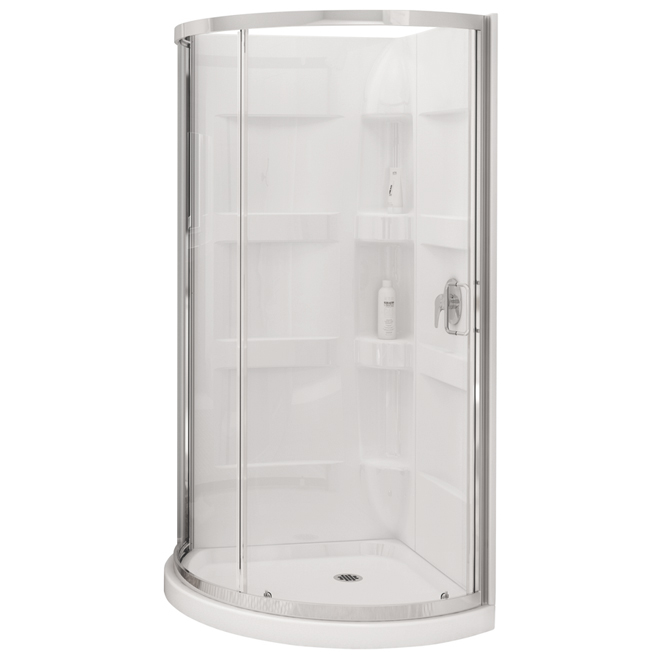 MAAX Charlotte Shower Kit - White - Acrylic - 76-in H x 34-in W x 37.6-in L